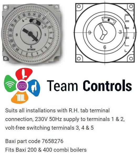 BAXI 200 & 400 Combi Boiler Multifit Mechanical Timer Clock 24 Hour - TC-FM09
