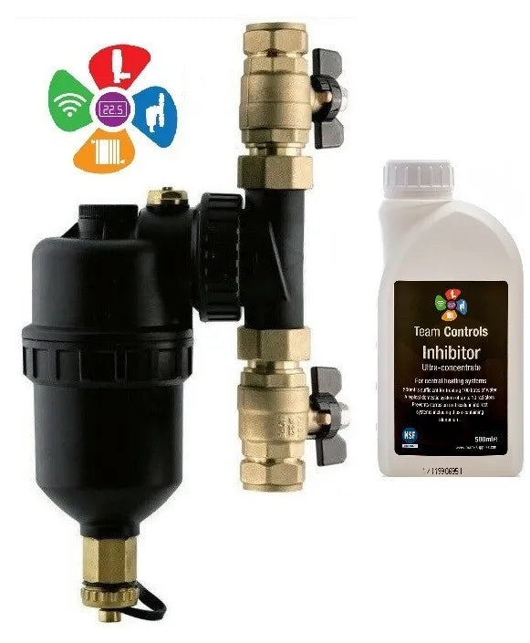 Magnetic Boiler Filter 22mm Inline for Central Heating + Inhibitor TC-FILT+TC-INHIB