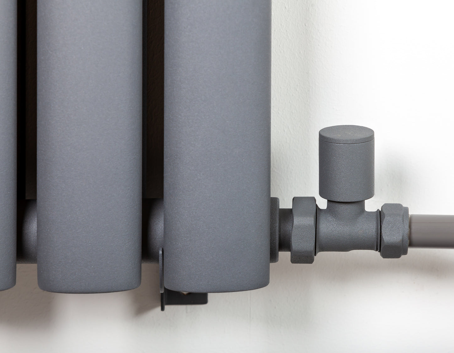 Anthracite Grey Towel Rail Radiator Valve Pair Minimalist Straight TC-RVSA