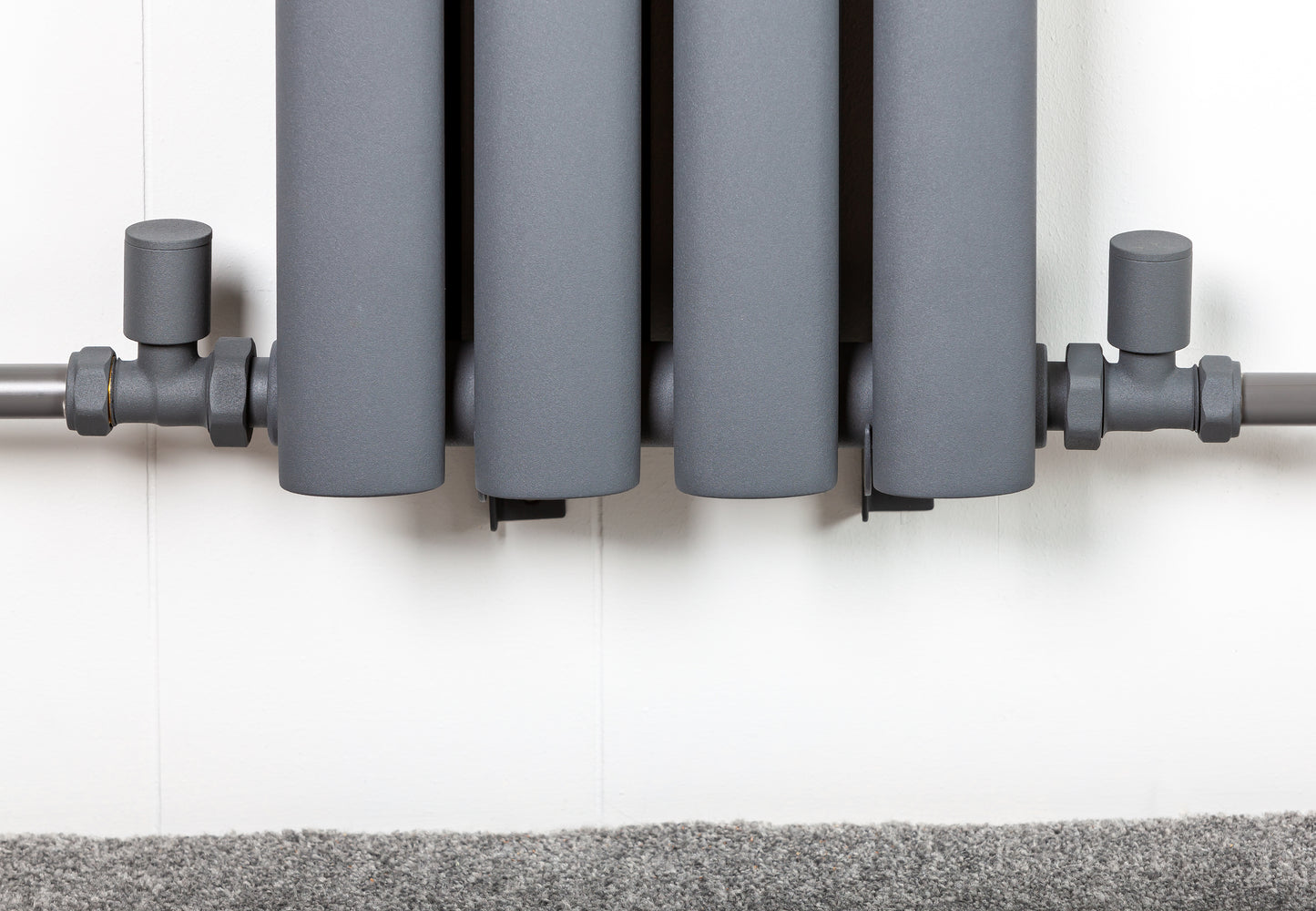 Anthracite Grey Towel Rail Radiator Valve Pair Minimalist Straight TC-RVSA