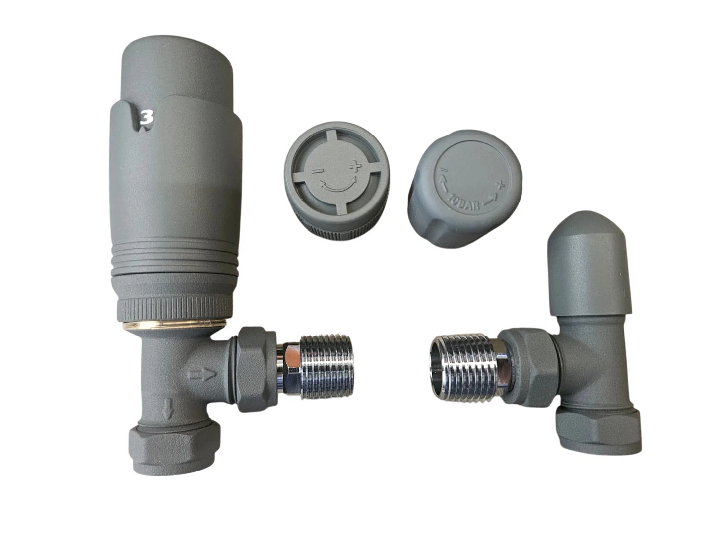 Anthracite Angled Thermostatic Radiator Valve & Lockshield Pack
