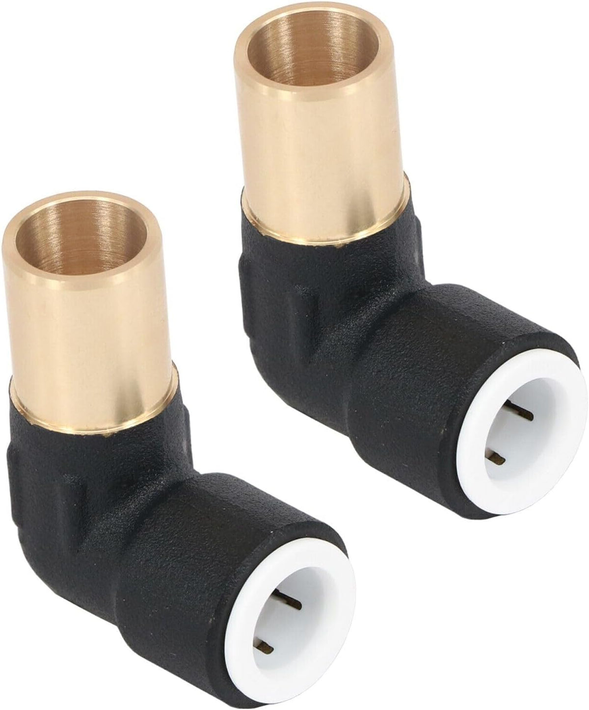 Matt Black Pushfit Radiator Valve Reducer Elbow Stem 15mm x 10mm