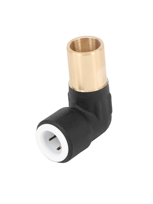 Matt Black Pushfit Radiator Valve Reducer Elbow Stem 15mm x 10mm
