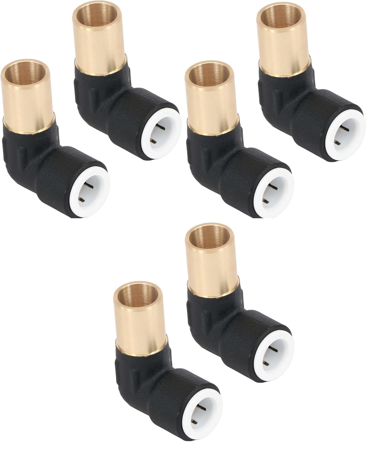 Matt Black Pushfit Radiator Valve Reducer Elbow Stem 15mm x 10mm
