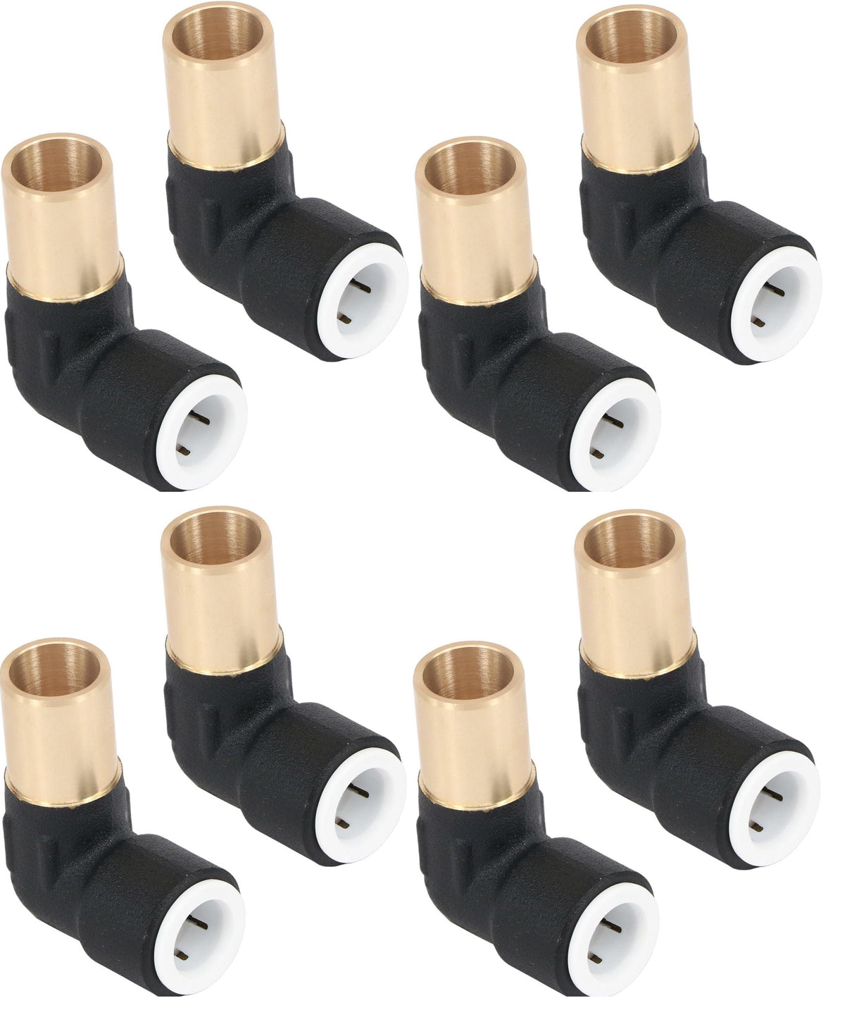 Matt Black Pushfit Radiator Valve Reducer Elbow Stem 15mm x 10mm