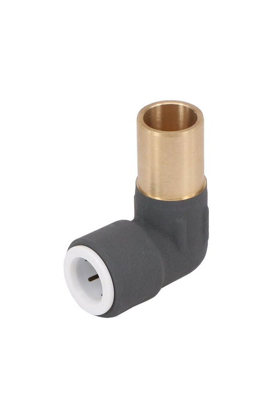 Anthracite Pushfit Radiator Valve Reducer Elbow Stem 15mm x 10mm