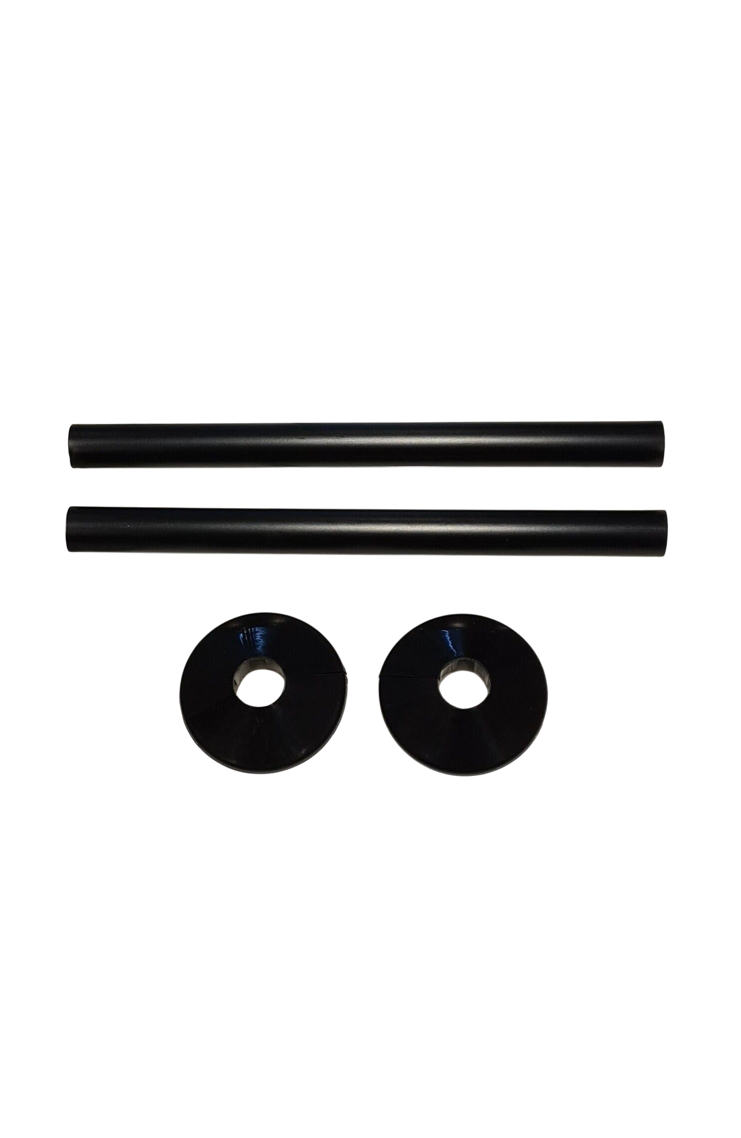 Radiator Pipe Covers & Collars PAIR - BLACK 15mm Pipe Shroud 200mm