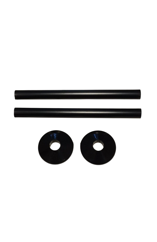 Radiator Pipe Covers & Collars PAIR - BLACK 15mm Pipe Shroud 200mm