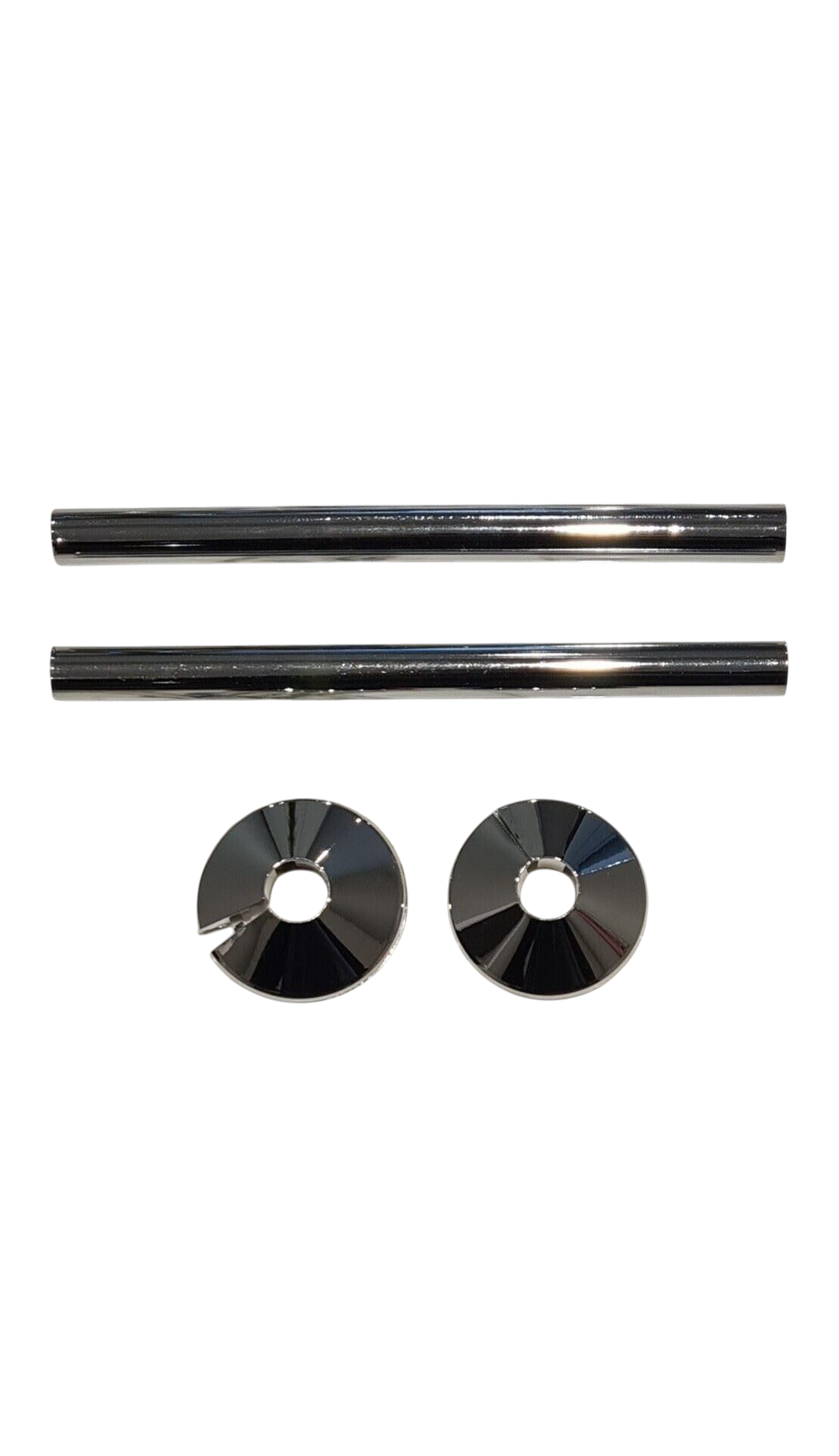 Radiator Pipe Covers & Collars - CHROME 15mm Pipe Shroud 200mm