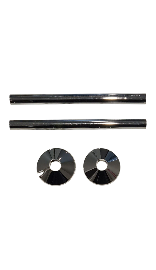 Radiator Pipe Covers & Collars - CHROME 15mm Pipe Shroud 200mm