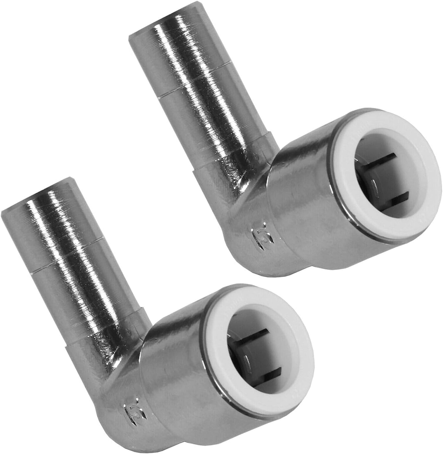 Radiator Valve Reducer Elbow Compression Chrome 15mm x 15mm Push fit Pair TC-ELB15C