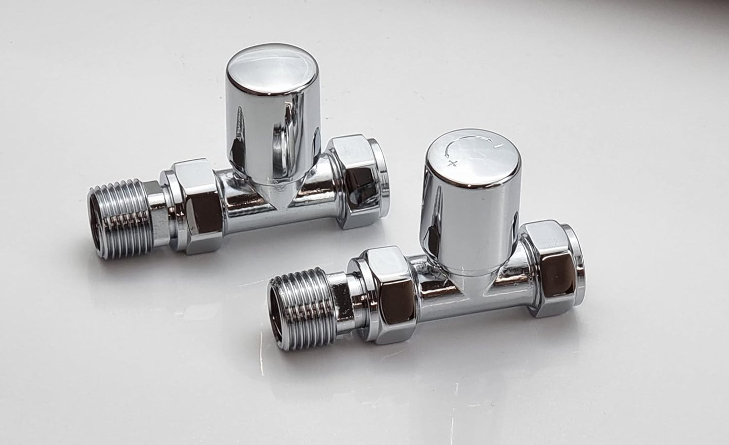 Manissa Milano Straight Chrome Towel Rail Valves 1/2" /15mm Radiator valves
