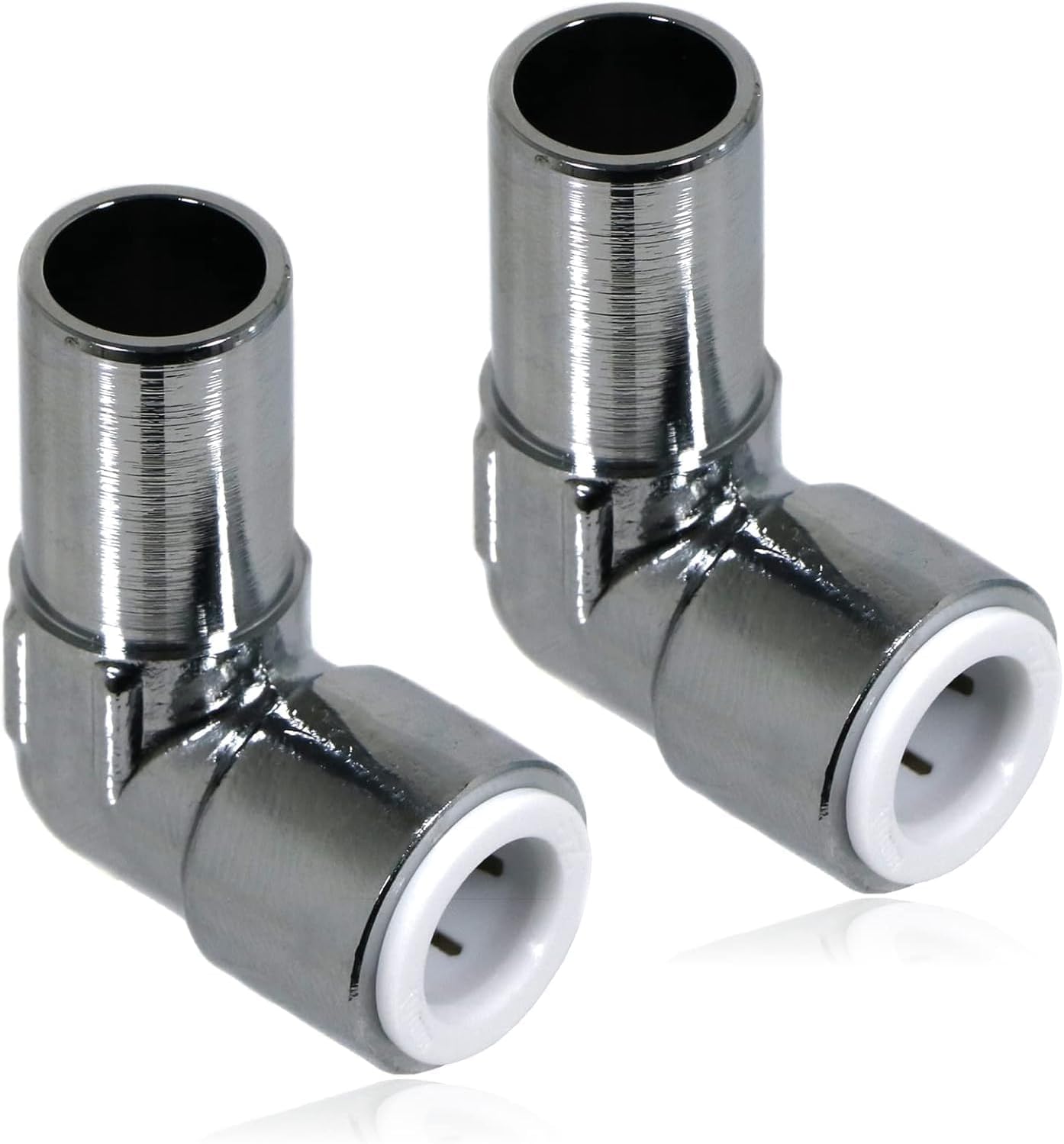 15mm x 10mm Push fit Radiator Valve Chrome Reducing Elbow Pair TC-ELB10C