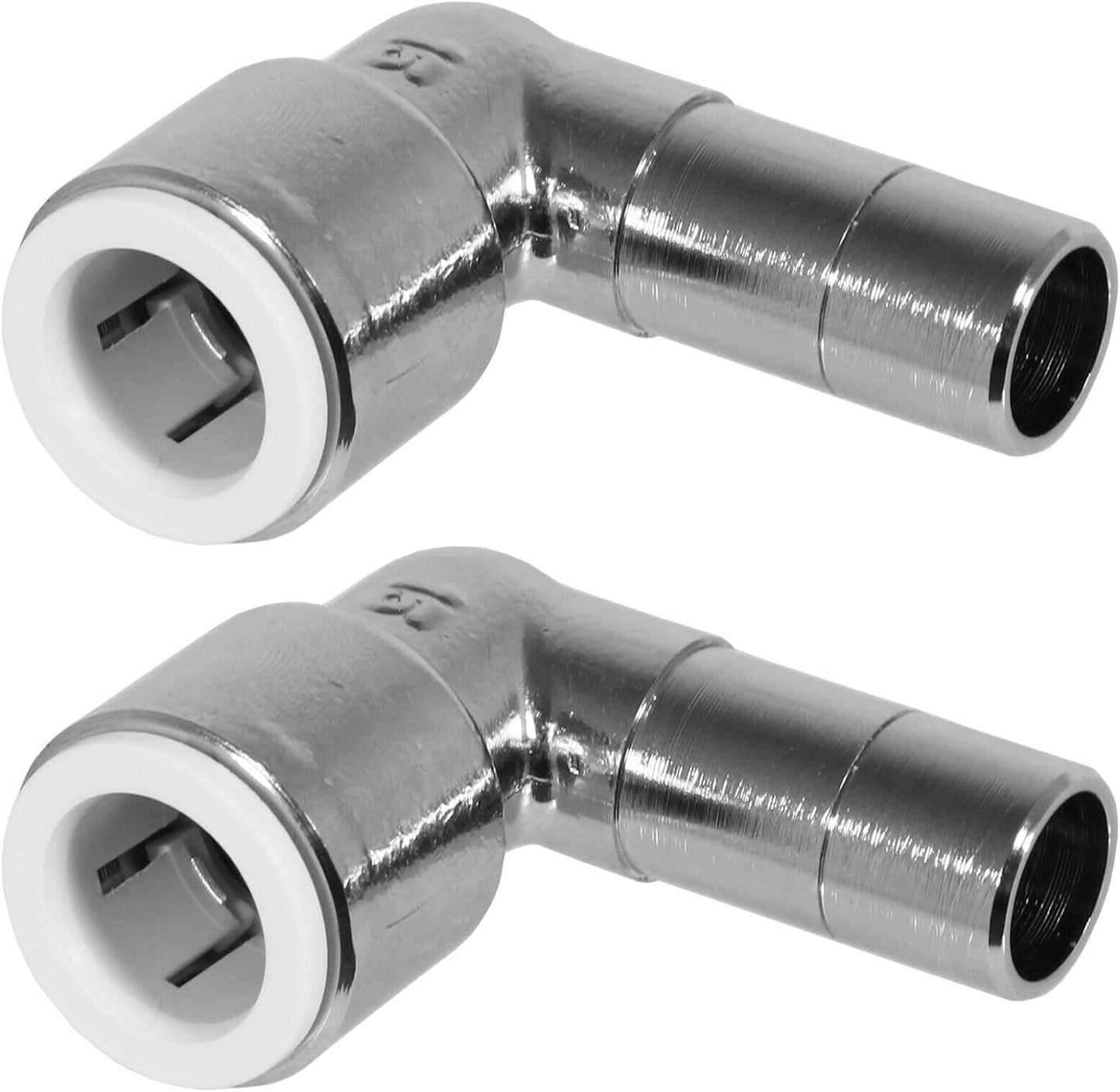 Radiator Valve Reducer Elbow Compression Chrome 15mm x 15mm Push fit Pair TC-ELB15C