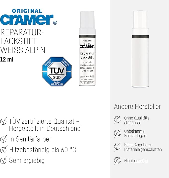 Cramer S201AMZ Bath Touch Up Stick, Alpine White , 12ml