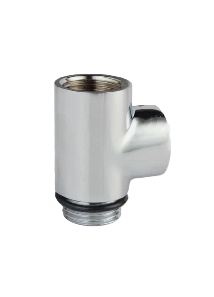 Chrome T Piece for Dual Fuel Electric Heated Towel Rails and Radiators