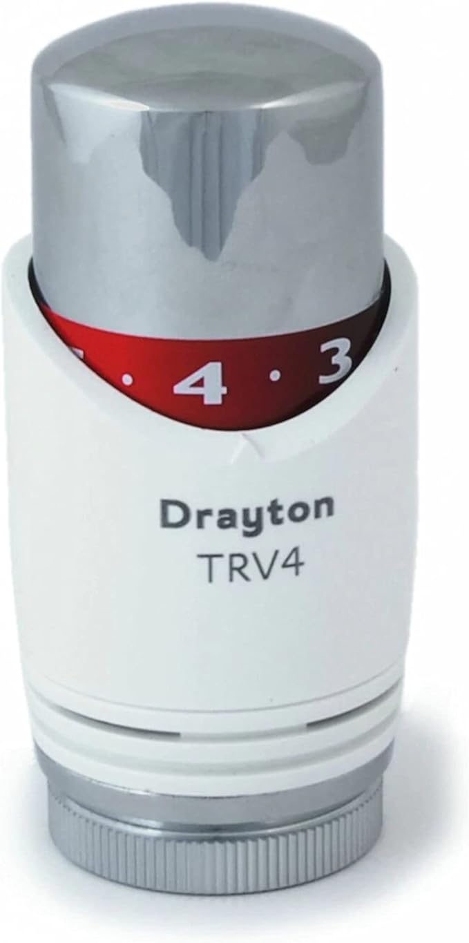 Drayton TRV4 Thermostatic Valve, Head Only, Chrome & White