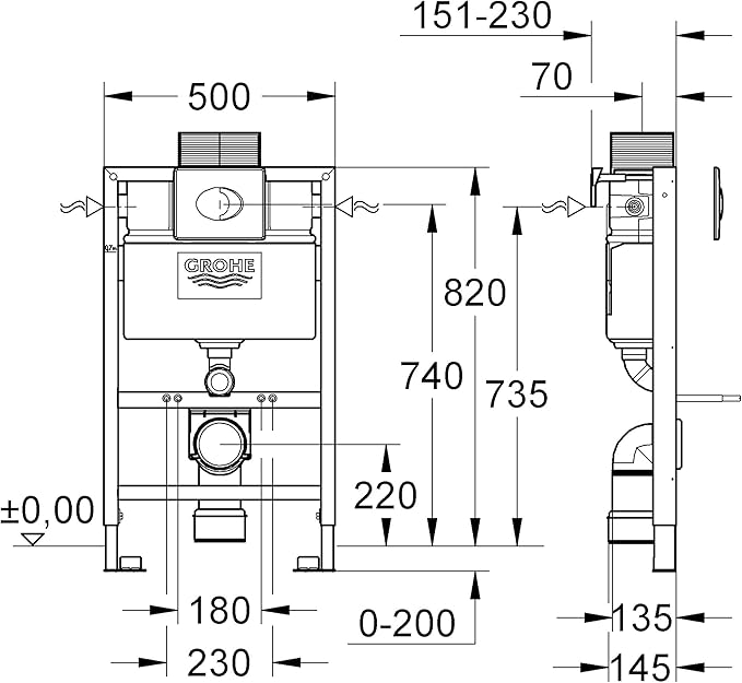 GROHE Rapid SL 3-In-1 Set for WC, 0.82M Installation Height Chrome 38761000