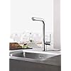 GROHE Essence single lever kitchen tap, sink mixer tap, high spout, 360° swivel spout, pull-out comfort spray head made of metal, easy to clean, chrome, 30270000