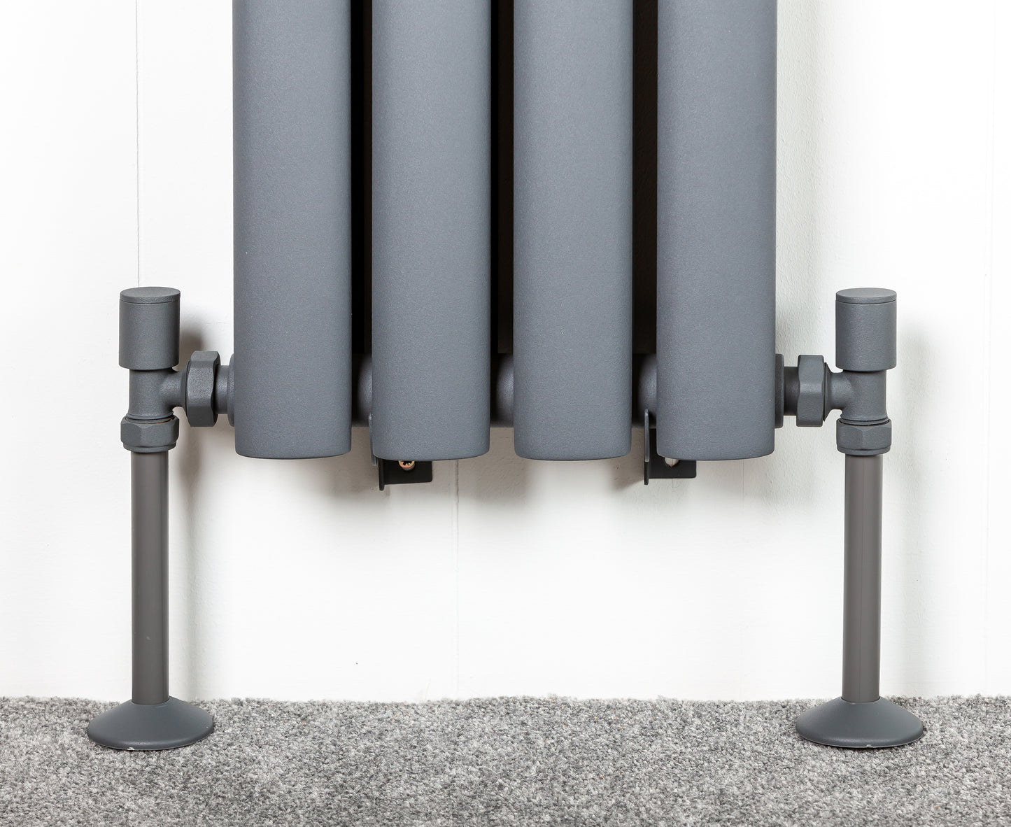 Anthracite Grey Towel Rail Radiator Valve Pair Minimalist Angled TC-RVAA