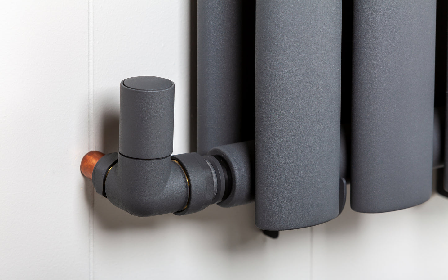 Designer Matt Anthracite Corner Angled Radiator Valves 15mm Pair Towel Rail Valve TC-RVCA