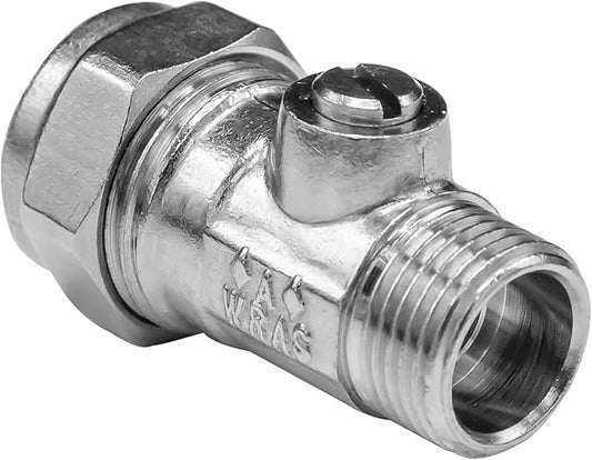 Flat FACE REDUCING BOLOFIX 15MM X 3/8" (12MM) Male Iron Isolation Valve (X2 VALVES)