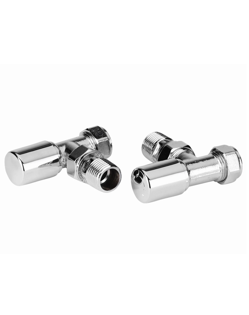 15mm Chrome Angled Towel Rail Radiator Valves