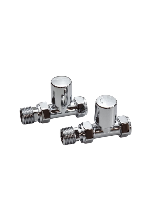 15mm Chrome Straight Towel Rail Radiator Valves