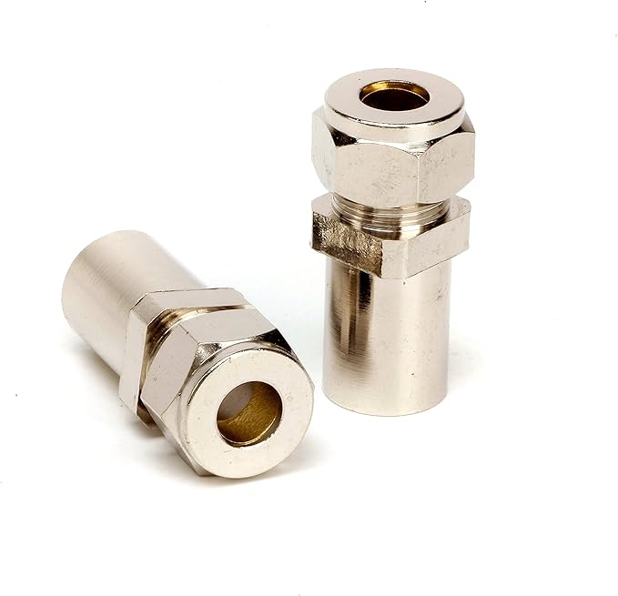 Radiator Valve Pipe Reducer (Pair) 15mm to 8mm for Radiator & Towel Rail Valves Chrome 1/2" Compression Joint