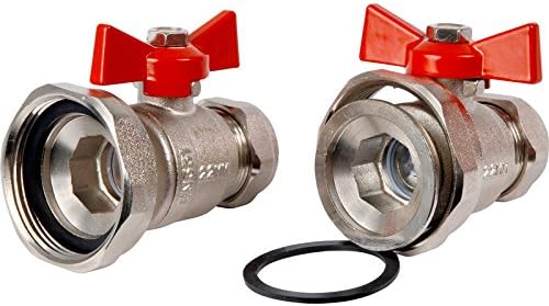 Ball Type Pump Valves 22mm x 1½" Pair with Butterfly Tee Handles