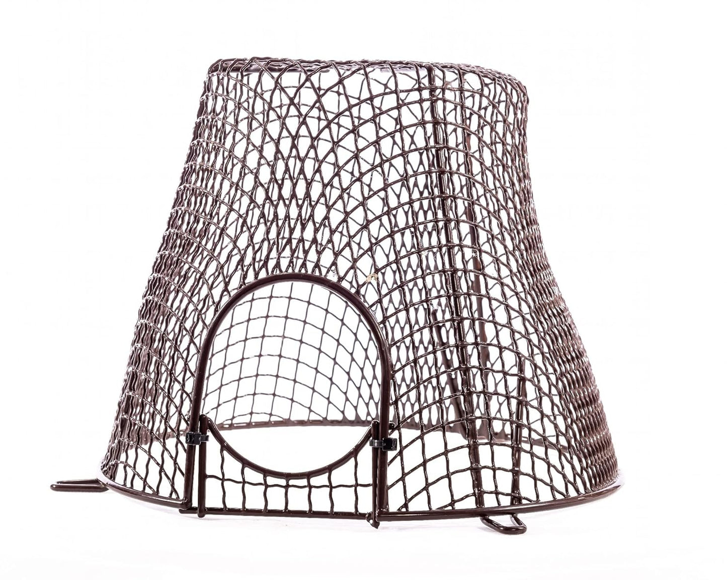 Universal Plastic Coated Circular Guard Basket Cage Cover Brown with Mesh Gate, 11" Dia x 6.5" D