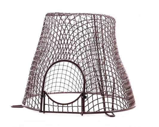 Universal Plastic Coated Circular Guard Basket Cage Cover Brown with Mesh Gate, 11" Dia x 6.5" D