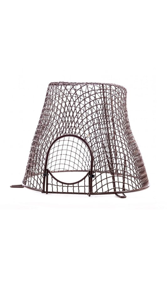 Universal Plastic Coated Circular Guard Basket Cage Cover Brown with Mesh Gate, 11" Dia x 6.5" D