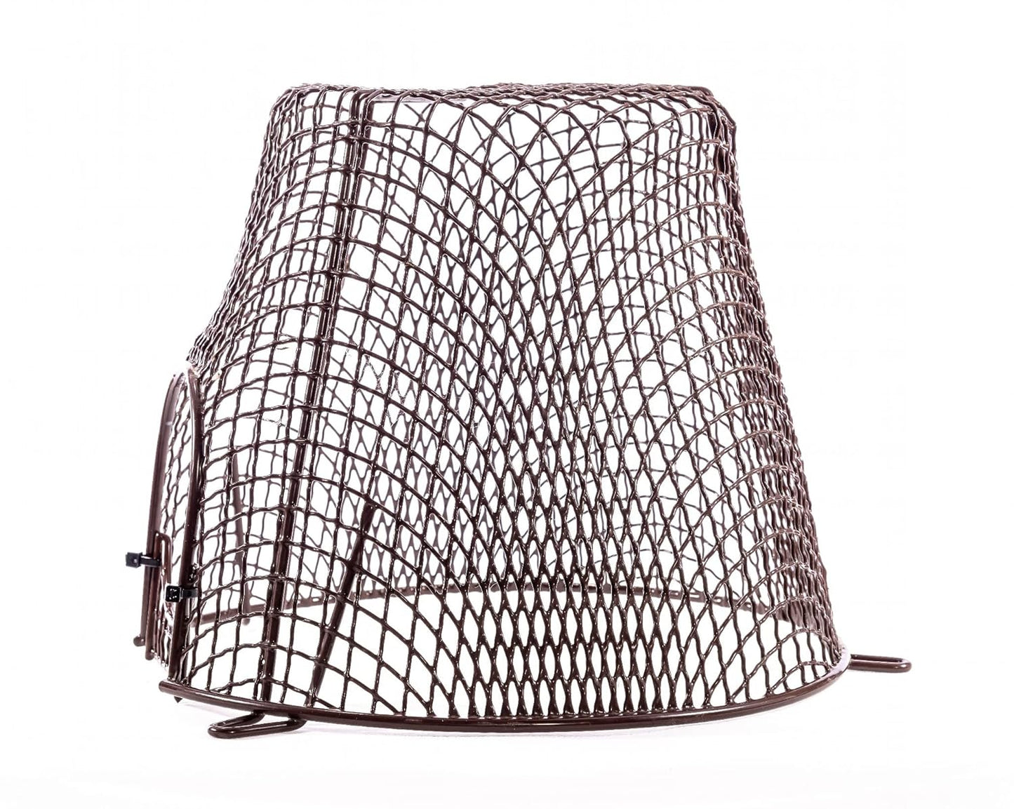 Universal Plastic Coated Circular Guard Basket Cage Cover Brown with Mesh Gate, 11" Dia x 6.5" D
