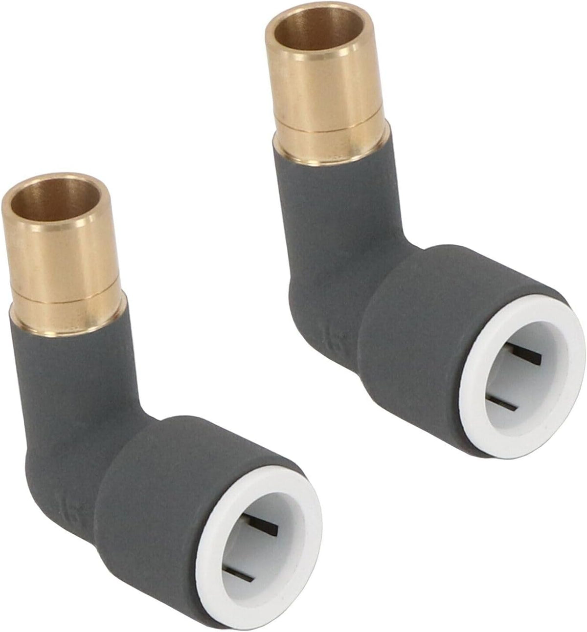 Anthracite Pushfit Radiator Valve Elbow Stem 15mm x 15mm
