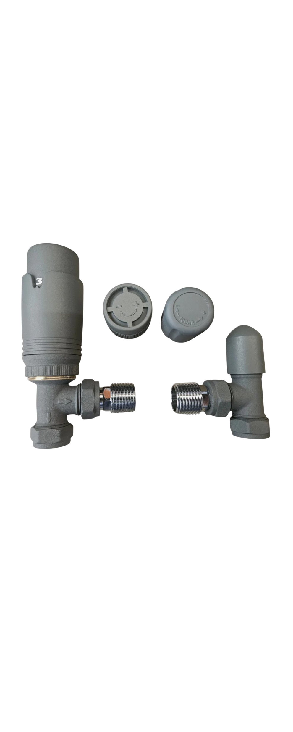 Anthracite Angled Thermostatic Radiator Valve & Lockshield Pack