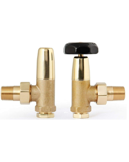 Bronze Brass Old School Traditional Style Angled Radiator Valves Manual Pack Set