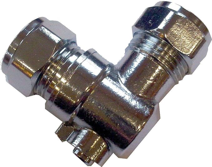 15mm Angled Isolating Valve Compression 90 Degree Elbow Chrome - Pack of 2