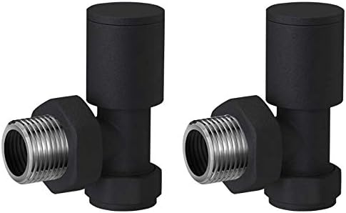 Matt Black Modern Angled Radiator Valves Heated Towel Rail Valve Pair 15mm