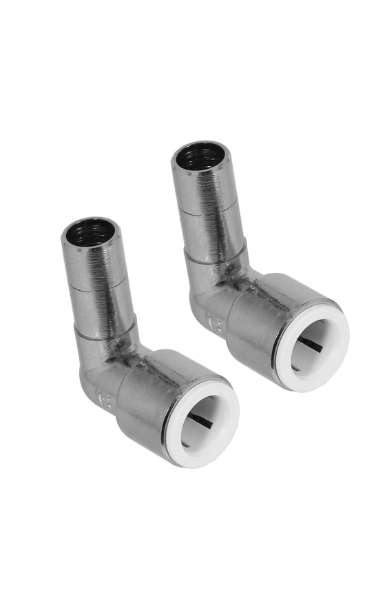 Chrome Pushfit Radiator Valve Elbow Stem 15mm x 15mm Pair
