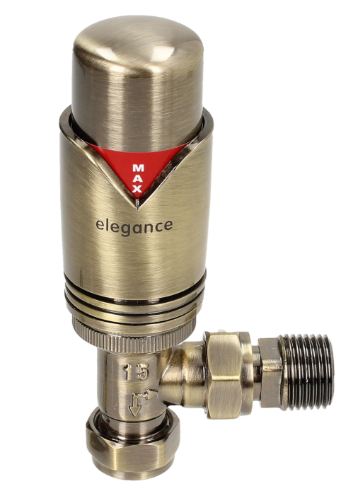 Elegance 15mm Antique Brass TRV & Lockshield Radiator Valve Twin Pack