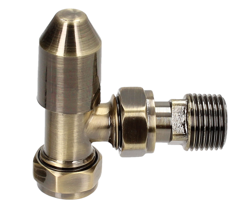 Elegance 15mm Antique Brass TRV & Lockshield Radiator Valve Twin Pack