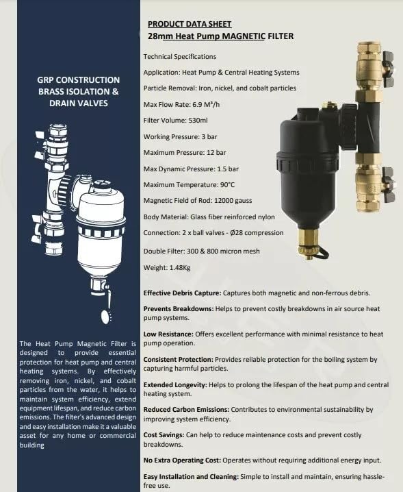 Magnetic Heat Pump System Filter 28mm