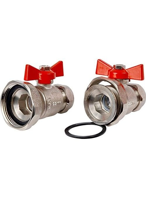 Ball Type Pump Valves 22mm x 1½" Pair with Butterfly Tee Handles
