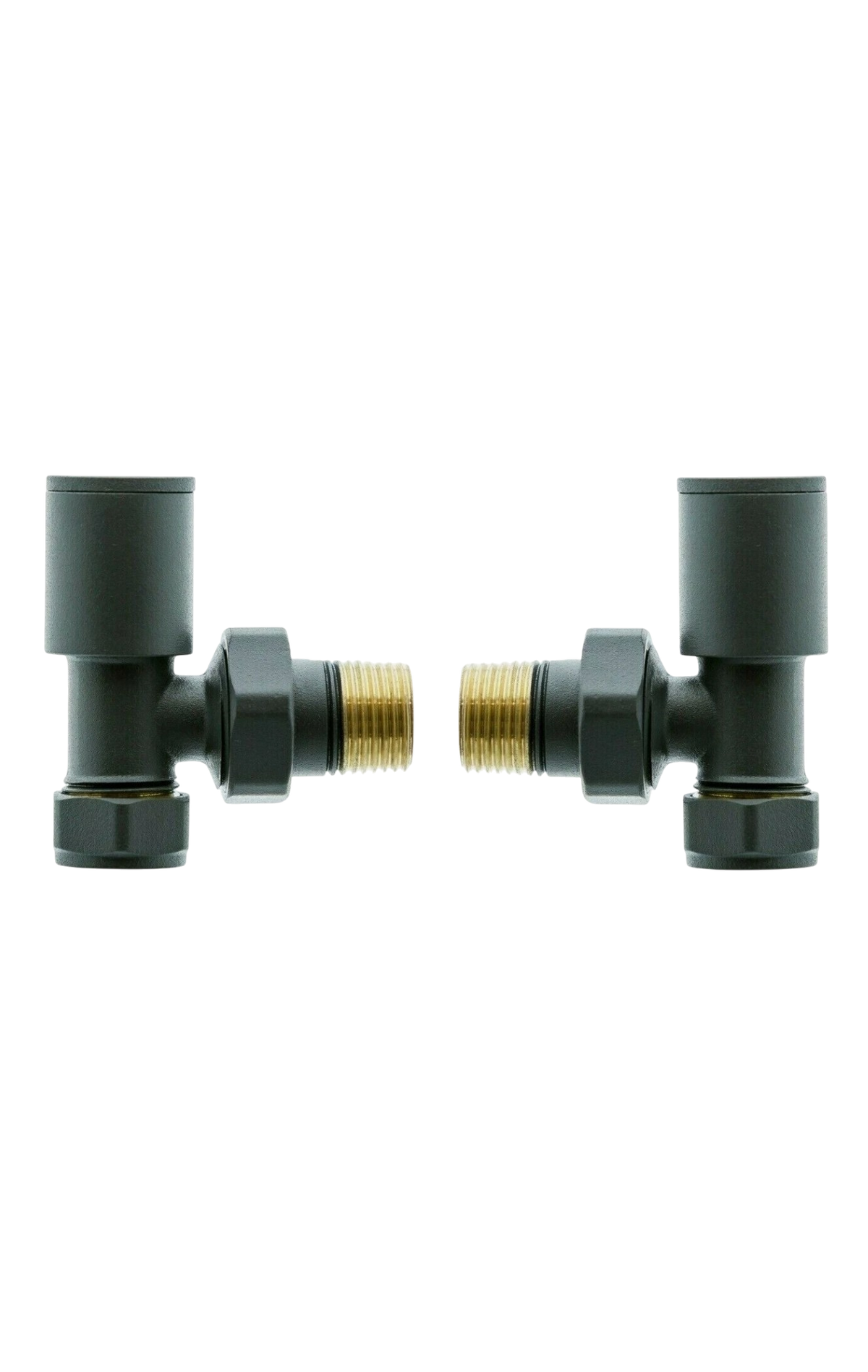 Anthracite Grey Angled Towel Rail Radiator Valve Pack