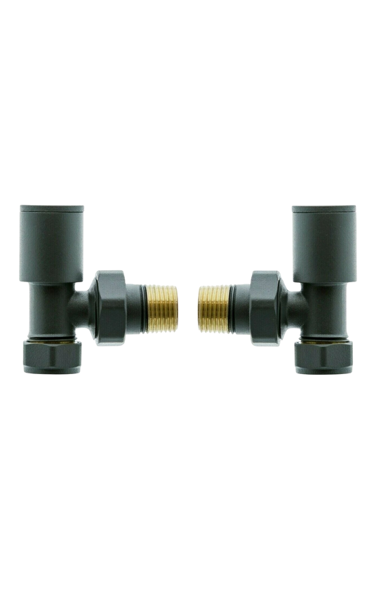 Anthracite Grey Angled Towel Rail Radiator Valve Pack