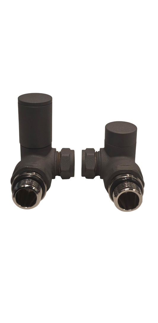 Matt Anthracite Corner Towel Rail Radiator Valves 15mm Pack