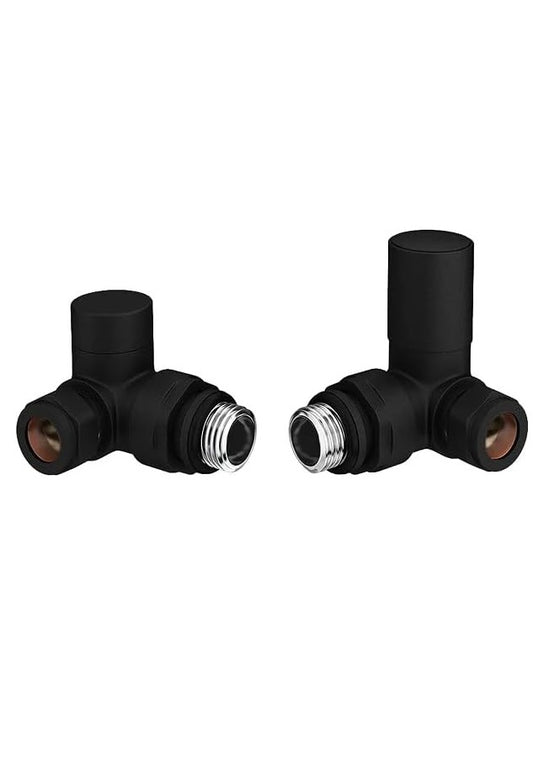 Matt Black Corner Towel Rail Radiator Valves 15mm Pack