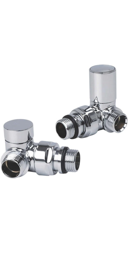 Chrome Corner Towel Rail Radiator Valves 15mm Pack