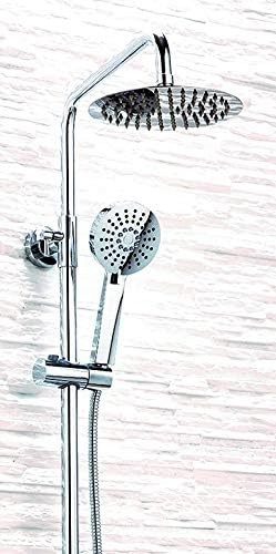 Round Thermostatic Shower System Slide Rail Kit with Rigid Riser RainShower Head